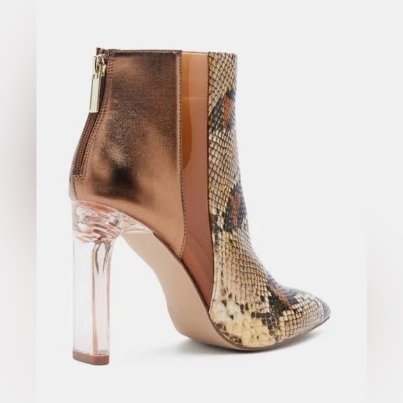 Camel Python Heeled Boots - Picture 3 of 4